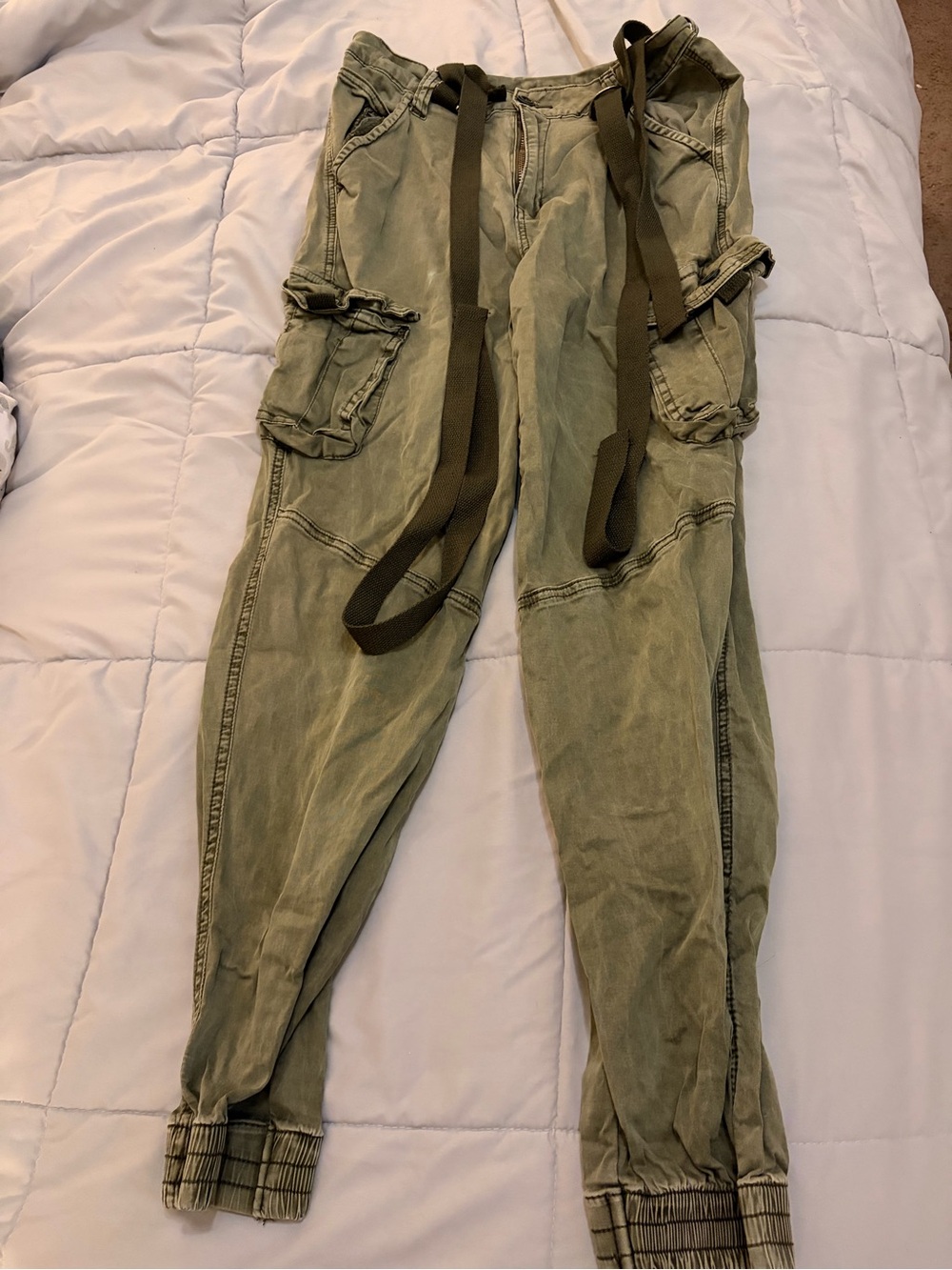 Olive Green Cargo Jogger Pants